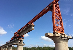 Set up the TJ165 bridge machine of the Axi River Bridge in Kenya